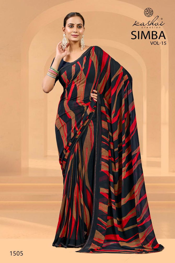 Simba Vol 15 By Kashvi Georgette Daily Wear Sarees Wholesalers In Delhi